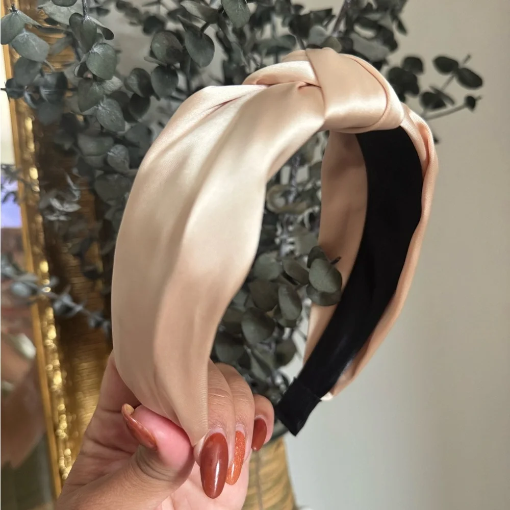 Champagne Satin Knotted Headband | Luxe Padded Hair Accessory | Quiet Luxury Sty